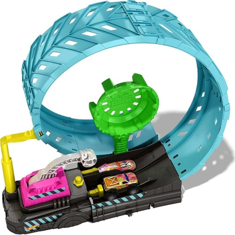 HBN02 HOT WHEELS MONSTER TRUCK KARANLIKTA PARLAYAN ÇEMBER YARIŞ SETİ