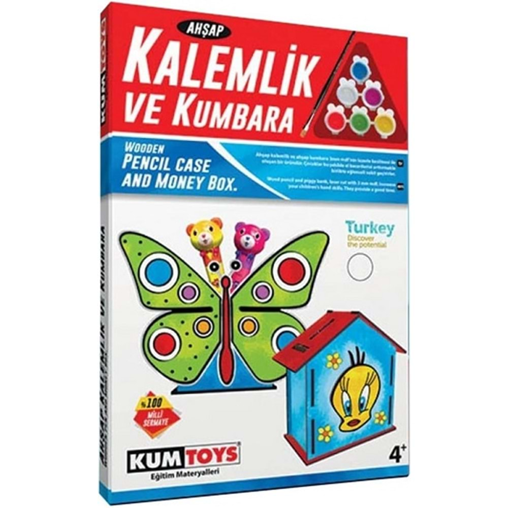 KUMTOYS AHŞAP KALEMLİK VE KUMBARA BOYAMA