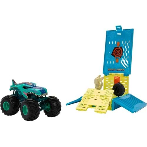 HNC29 HOT WHEELS MONSTER TRUCKS 1:24 MEGA WREX in ÇARPIŞMA KAFESI